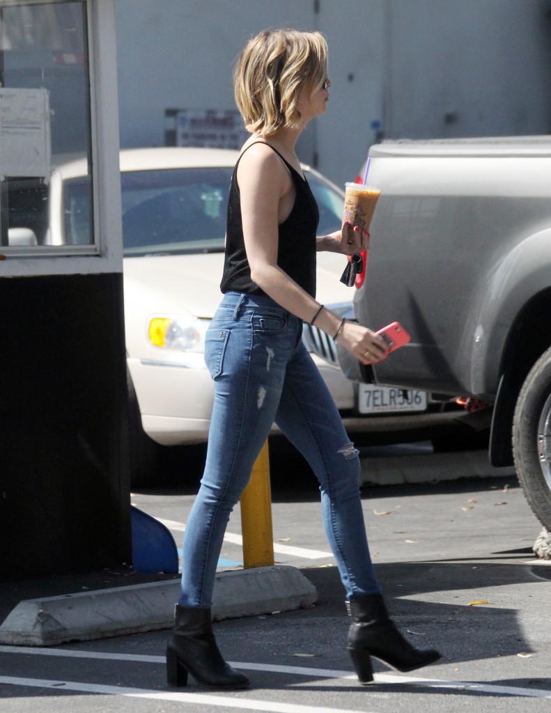 Ashley Benson morning iced coffee in West Hollywood.
