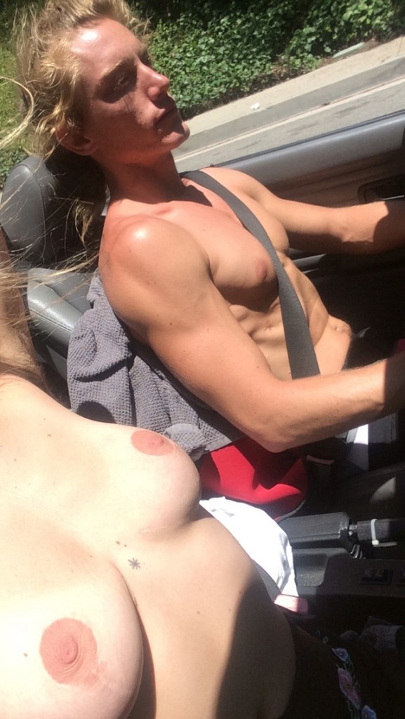 Scout Willis Riding in a Car Topless