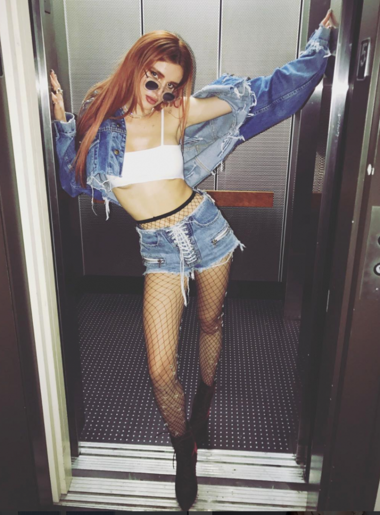 Bella Thorne in an elevator short shorts