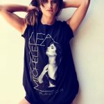 Lea Michele Wearing her Own Branded T-Shirt and No Pants