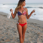 Anastasia Ashley Butt Shot Surfer In a Bikini On The beach for America