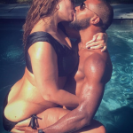 Plus Size Model Ashley Graham in a bikini with a big ass, making out with her husband in a pool