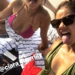 Sarah Hyland plays Haley Dunphy on Modern Family with her tongue out on the beach
