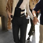 Kendall Jenner arriving in a cream sweater tits out VS Hailey Baldwin