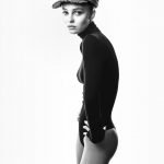 Lily Rose Depp black and white body suit