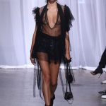 Sara Sampaio on the runway with her nipples out