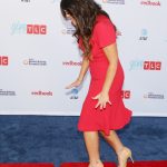 Monica Lewinsky red dress in heels