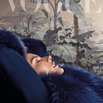 Alessandra Ambrosio wearing blue fur for Vogue