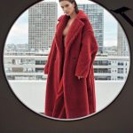 Alessandra Ambrosio in a long red fur coat