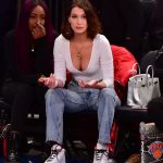 Bella Hadid in sneakers and jeans