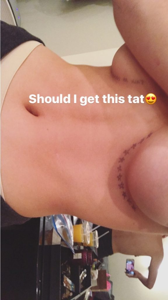 Bella Throne shows off her underboob tattoos