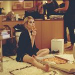 Emma Roberts eating Pizza on the floor