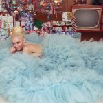 Gwen Stefani in a blue dress