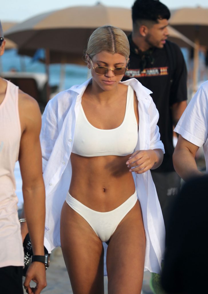 Sofia Richie Flashing her Full Pussy in a White Bikini 