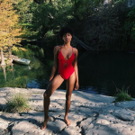 Ebonee Davis in a Red Bikini