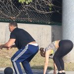 J.Lo works out in tight black leggings with her boyfriend