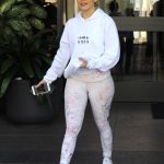 Jennifer Lopez in a hoodie and leggings