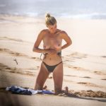 Kelly Rohrbach topless on the beach