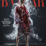 Kendall Jenner gets Wet in a Red Coat for Harpers Bazaar