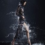 Kendall Jenner in Black Dress in the Water for Harpers Bazaar