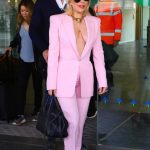 Lady Gaga Saggy Tits in a Pink Suit