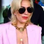 Lady Gaga in Black Sunglasses and no Bra