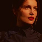 Laetita Casta in a Black Blouse for Elle Russia
