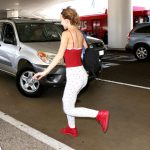 Lily Rose Depp White Pants and TIts at LAX