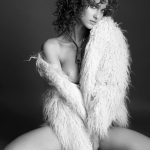 Paula Bulczynska nipples in a fluffy coat