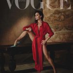 Victoria Beckham shows her legs off in a red dress