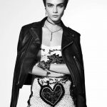 Black and White cara delevingne glamour Mexico in a Leather Jacket