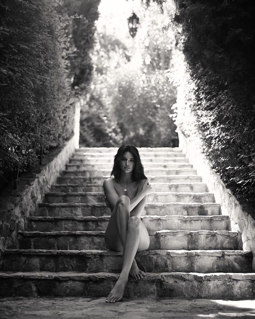 Kendall Jenner naked on the stairs