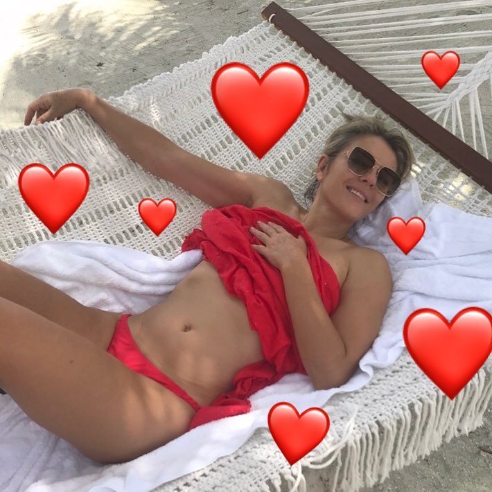 Liz Hurley in a red bikini