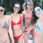 Nina Dobrev and friends in bikini