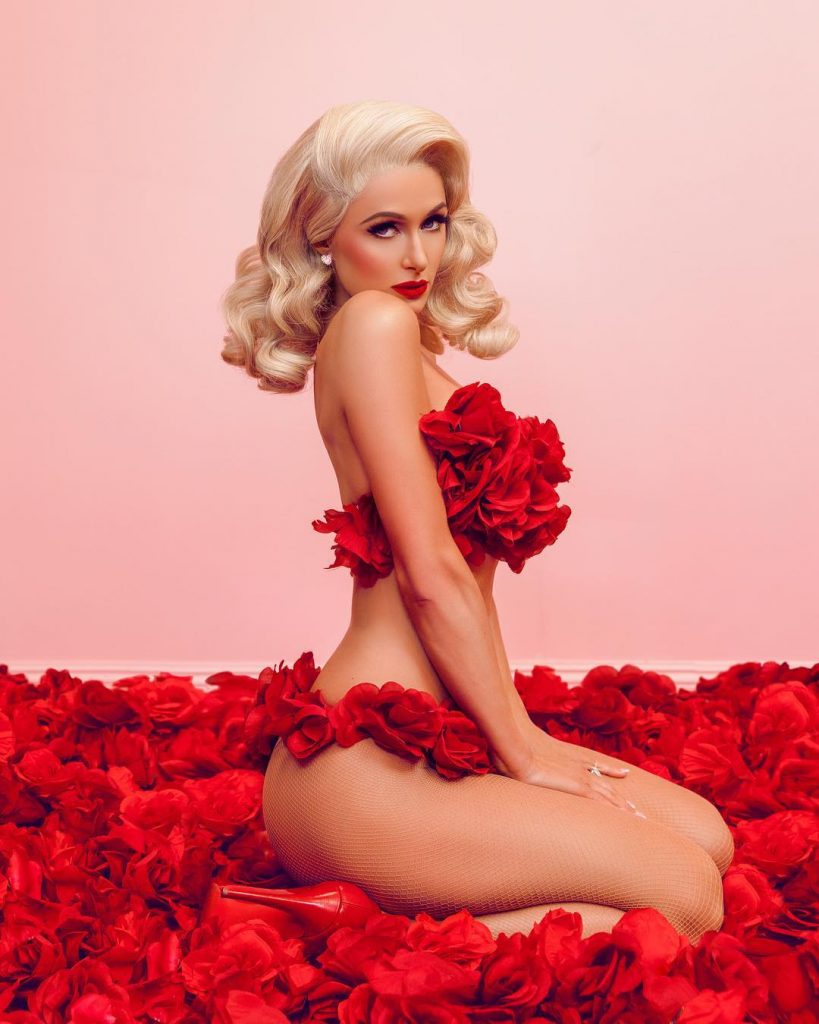 Paris Hilton naked in roses