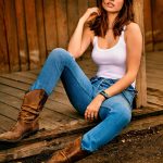 Ana De Armas in blue jeans and tank top for GQ