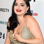 Ariel Winter red lips and silver dress