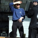 Dakota Johnson tight black leggings and a cameltoe
