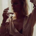Eva Herzigova sexy silk shirt