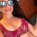 Lea Michele Tits in a red bikini on vacation