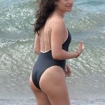 Lea Michele ass in a tight wet swimsuit