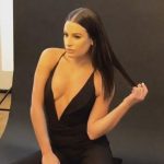 Lea Michele tits out in a black shirt for a photoshoot