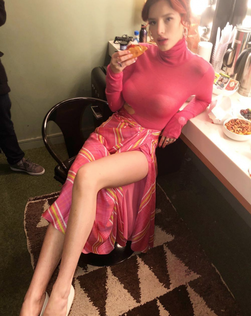 Bella Thorne big tits in a tight pink dress