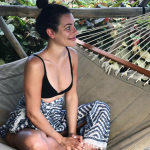 Lea Michele in a black bikini top