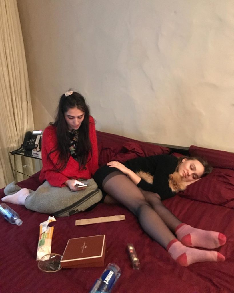 Lily Rose Depp in Pantyhose and her Pink Socks