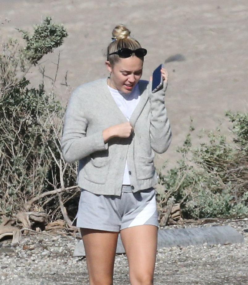 Pregnant Miley Cyrus in Cameltoe Shorts