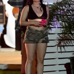 Ariel Winter Big tits at Coachella in a tight black bra and jean shorts
