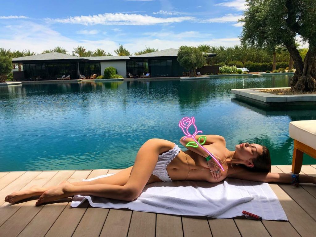 Bella Hadid Topless on Instagram