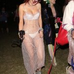 Bella Thorne White Bra and Panties Showing Tits in Sheer White Dress