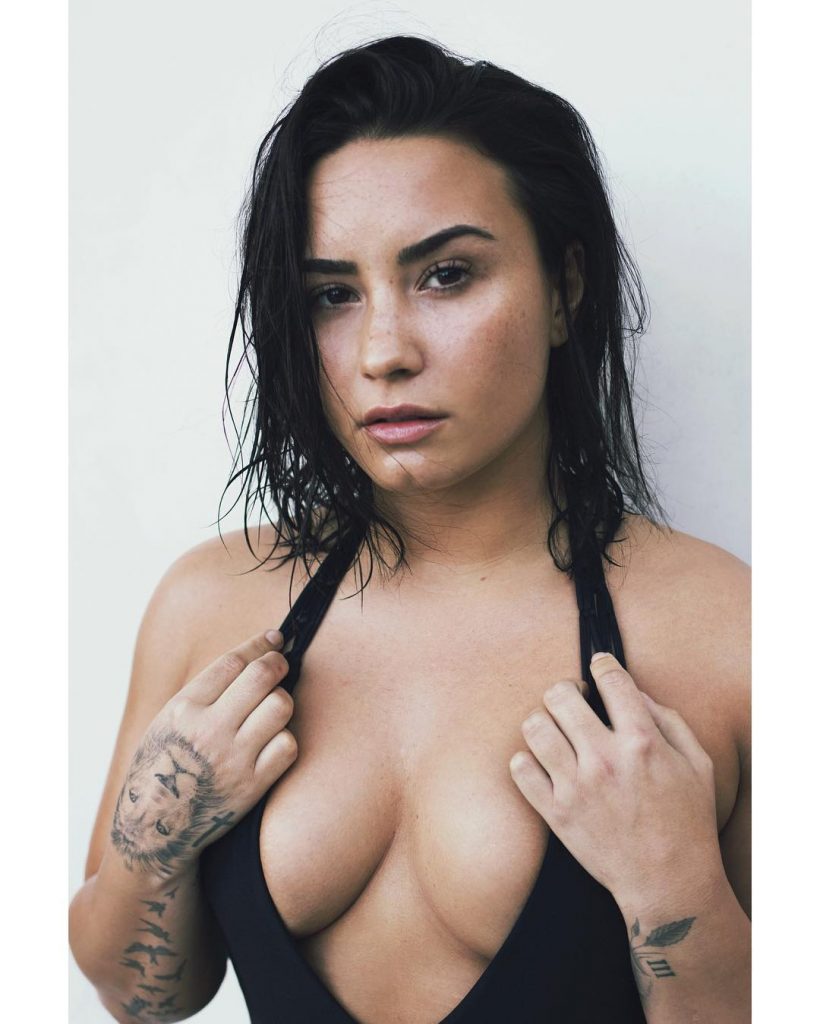 Demi Lovato Big Tits Covering her Nipples on Instagram